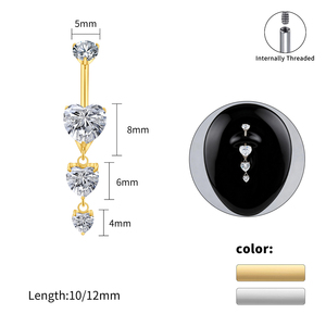 Piercing <span class=keywords><strong>all</strong></span>'<span class=keywords><strong>Ombelico</strong></span> con Cuore in Zirconia, Barretta per <span class=keywords><strong>Ombelico</strong></span> in Titanio ASTM F136, Gioiello Scintillante a Forma di Cuore per Donne - Product Image 3
