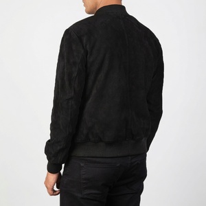 Blouson bomber noir pour homme, fermeture à boutons, style décontracté, coupe classique, couleur unie, automne - Product Image 2