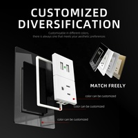 Prise murale électrique en acrylique de style moderne 250V 16A 3 pôles avec 2 ports USB et 2 prises