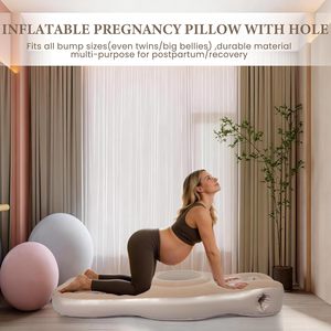 Almohada Inflable para <span class=keywords><strong>Embarazo</strong></span> con Aberturas Abdominales y para la <span class=keywords><strong>Cabeza</strong></span>, Colchón para Aliviar el <span class=keywords><strong>Dolor</strong></span> de Espalda y Cadera para Mujeres Embarazadas, Masaje Portátil de PVC - Product Image 4