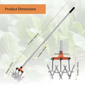 Garden Scarifier Cultivator <b>Tool</b> Rotating Tines Soil Loosening <b>Weed</b> <b>Removal</b> - Product Image 3