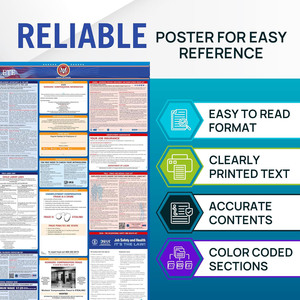 Affiche de <span class=keywords><strong>Droit</strong></span> du <span class=keywords><strong>Travail</strong></span>, Conformité Fédérale et Étatudiante, OSHA, EEOC, FMLA, Salaires Minimum, Affiche de <span class=keywords><strong>Travail</strong></span> Durable, Laminée, Imperméable - Product Image 4