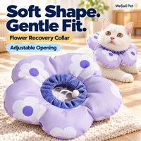 Collier de récupération pour chat personnalisé, mignon, rembourré, à motif floral, réglable (tailles S, L), avec cordon de serrage, intérieur en peluche, anti-léchage, pour usage en intérieur sous surveillance
