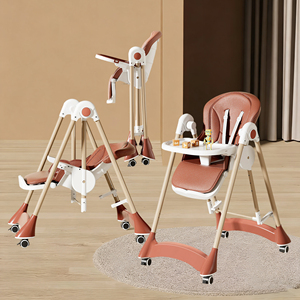 Chaise haute pliable multifonctionnelle 6 en <span class=keywords><strong>1</strong></span> pour bébé, avec harnais à 5 points réglable, portable et pliable pour les tout-petits - Product Image 1