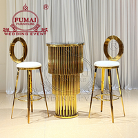 Ensemble élégant de table de bar à hauteur de comptoir en acier inoxydable pour meubles de fête d'extérieur