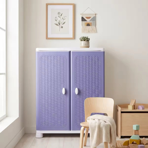 Durable Multifunctional Foldable Plastic Stackable <b>Storage</b> Container with Rattan Design and <b>Clothes</b> Hanging Rack for Home - Product Image 6