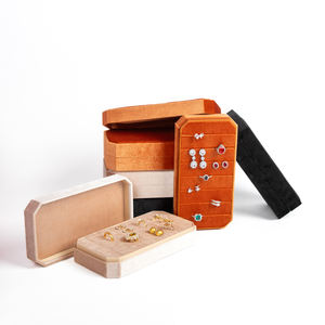 Cajas Organizadoras de Terciopelo de Franela Personalizadas Zebo para Exhibición de Anillos Octogonales, Contenedor de Joyería con Tapa AC14 - Product Image 1