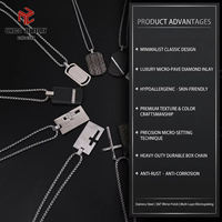 Collier pendentif croix géométrique en acier inoxydable pour homme, micro-pavé en fibre de carbone CZ, croix noire argentée, minimaliste, hypoallergénique