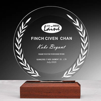 Trophée personnalisé en cristal avec base en bois, cadeau d'entreprise pour réunion annuelle, reconnaissance des employés