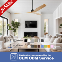 Ventilateur de plafond 1stshine 60 pouces en bois massif, commande intelligente par application, ultra silencieux, pales réversibles, style contemporain