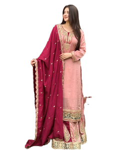 Dupatta ethnique indien pakistanais pour femmes JQ de haute qualité, en cachemire et soie, imprimé à l'écran, pour l'église, le travail, les occasions professionnelles, style moulant et fendu - Product Image 1