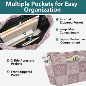 Bolsa de Mano de Algodón Acolchada Personalizada, Gran Capacidad, Bolso de Hombro para Mujer, Diseño Floral y a Cuadros, para Viajes y Uso Diario - Product Image 5