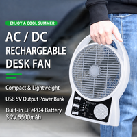 FS-N288 8 Zoll Solar AC/DC Aufladbarer Tischventilator Leiser Desktop-Ventilator Mit Bluetooth-Lautsprecher LED-Nachtlampe für Draußen