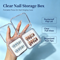 Boîte carrée en plastique SUNSHING pour faux ongles à presser, vide, faite à la main, étui de rangement pour ongles artificiels, boîte transparente à charnière