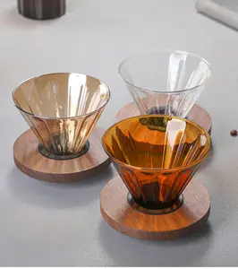 Chaleira de vidro para café/tejão, conjunto com filtro e suporte de madeira, chaleira de café com gotejamento limitado de 60 gotejos, ideal para servers