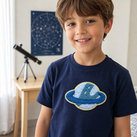 Patch brodé personnalisé en chenille à thermocoller Planètes Terre Saturne Mars Galaxie Espace pour veste, sac à dos, sac