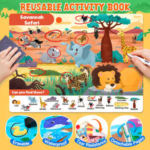 Joycat Livre d'activités réutilisable Jeux éducatifs pour enfants de 2 ans et plus Matériel pédagogique préscolaire pour la recherche et l'<span class=keywords><strong>apprentissage</strong></span> - Product Image 5