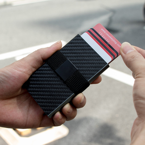 Pop up Carbon Fiber <b>Rfid</b> Smart <b>Wallets</b> <b>for</b> <b>Men</b> <b>Wallet</b> Billetera Fibra De Carbono <b>RFID</b> Blocking Metal Aluminum Smart Card Holder - Product Image 2