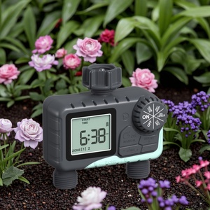 Temporizador de Riego Automático Digital de Dos Salidas, Ecológico, para Jardín y Césped, Sistema de Riego con Doble Dial y Batería - Product Image 1