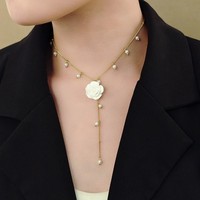 Collar de Cadena con Colgante de Aleación Vintage Super Fairy Flower, Diseño de Lujo Ligero, Largo, para Mujer