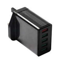 Bloc chargeur mural USB HNT 50W, chargeur 5 ports, charge rapide, bloc de charge rapide QC3.0, prise USB multiport pour iPhone, Galaxy, téléphone Android