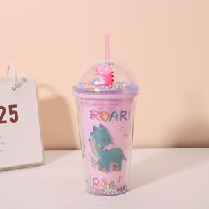 Shatterproof double wall plastic cup ice viewing straw tumbler 16oz cute kawaii style summer <b>drinkware</b> for children - Product Image 1