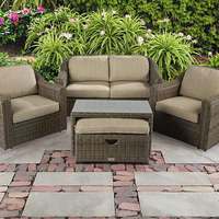 Accoudoir incurvé rond en osier de style royal 5 pièces mobilier d'extérieur en poly rotin de Chine ensemble de canapés de jardin