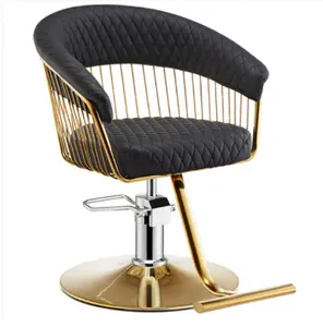 Gold frame lady styling chair barber styling salon chair for beauty salon equipment