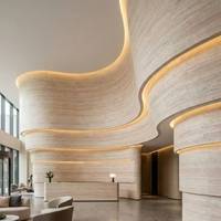 Dalles minces et souples en travertin pour revêtement mural flexible, pierre de parement pour extérieur et intérieur, idéales pour les espaces irréguliers et les bâtiments de grande hauteur, style MCM