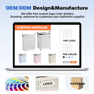 Chất lượng cao mạnh mẽ bền nhựa lưới quần áo giỏ giặt cản trở giỏ cho lưu trữ nhà sử dụng với bánh xe - Product Image 6