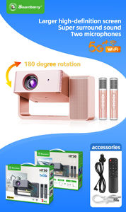 HT30 3D HD Home Theater Projector With Built-in Dual Microphone, Portable Karaoke Video Beamer For Family Party Compatible With - Product Image 5