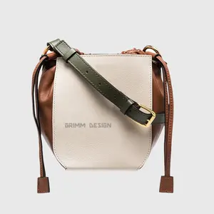 Luxury designer brand iconic drawstring cross body cow leather sheep skin bucket bag