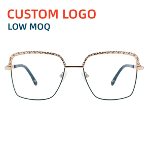 Monture <span class=keywords><strong>de</strong></span> lunettes carrée en métal, style vintage high-tech, modèle tendance 2026, personnalisable avec logo exclusif, style féminin - Product Image 1