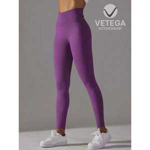 Leggings pour femmes à taille haute et effet push-up, violet lilas, ultra confortables, coupe sportive, 92% polyamide, 8% élasthanne, longueur longue, VETEGA ACWEA - Product Image 3