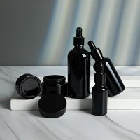 Bouchon à vis rond en verre de luxe en gros flacon compte-gouttes d'huile essentielle de sérum de parfum avec compte-gouttes noir