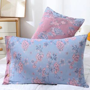 Paire <span class=keywords><strong>de</strong></span> taies d'<span class=keywords><strong>oreiller</strong></span> en <span class=keywords><strong>gaze</strong></span> <span class=keywords><strong>de</strong></span> <span class=keywords><strong>coton</strong></span> quatre couches florales modernes quatre saisons Grande serviette épaissie pour couple adulte étudiant pour la maison - Product Image 6