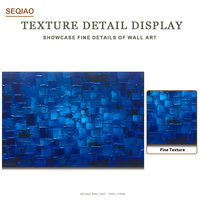 Peinture à l'huile abstraite bleue peinte à la main sur toile texturée, sans cadre, décoration murale pour salon, chambre, bureau