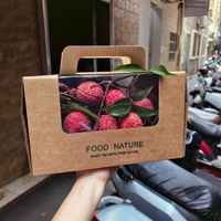 Boîte cadeau transparente pour fruits frais, emballage en carton kraft avec poignée en papier pour cerises, oranges et raisins