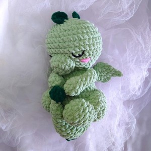 Gran oferta hecha a mano <span class=keywords><strong>verde</strong></span> bebé dragón ganchillo <span class=keywords><strong>Amigurumi</strong></span> Adorable ganchillo dinosaurio muñeca para regalo de bebé juguetes de animales de punto de peluche - Product Image 2