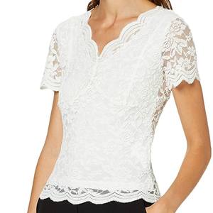 Nouveaux hauts courts décontractés Slim <span class=keywords><strong>Fit</strong></span> pour femmes chemises à lacets à manches courtes avec des t-shirts à <span class=keywords><strong>la</strong></span> mode - Product Image 3