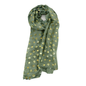 Sciarpa Lunga in Cotone Angelina TR 70x180cm con Stampa Cerchi Dorati, Accessorio di Moda - Product Image 1