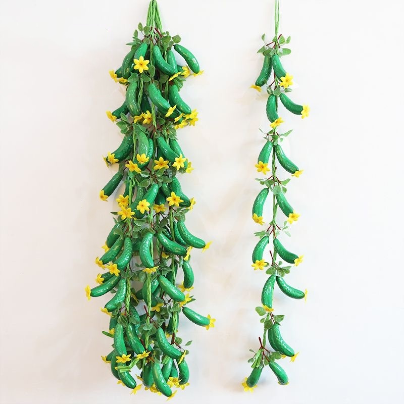 cucumber skewer with leaves-green