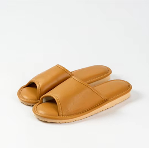 Customized <b>Cheap</b> Leather Soft Flat <b>Slippers</b> Women Home Orange <b>Slippers</b> - Product Image 1