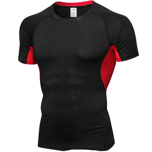 T-shirt de compression pour homme, manches courtes, col rond, coupe ajustée, séchage rapide, imprimé par transfert thermique, sport, gym, entraînement - Product Image 1