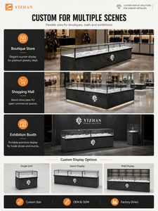 <strong>Black</strong> Luxury Custom LED Lit Waterproof Eco-Friendly Jewelry <strong>Display</strong> Counter Wall <strong>Cabinet</strong> with Glass Back for Retail Stores - Product Image 3