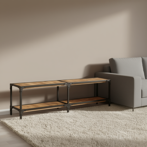 Mueble para TV de madera maciza de mango con estructura de hierro con recubrimiento en polvo, 65 pulgadas o más, muebles modernos de estilo industrial para sala de estar - Product Image 2