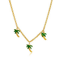 Collier tendance pour femme en acier inoxydable 316L plaqué or 18 carats avec pendentif cocotier, idéal pour les vacances d'été et les anniversaires