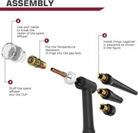Kit d'accessoires pour torche de soudage TIG ARCCAPTAIN 71 pièces : Buse en alumine, Pinces, Corps de torche compact, Lentille de gaz, 12 coupelles en verre, Consommables