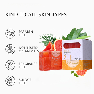Savon artisanal à l'or 24 carats, à l'acide kojique, à l'orange, à la vitamine C et au pamplemousse pour le visage et le corps, à base d'huiles essentielles végétales - Product Image 5