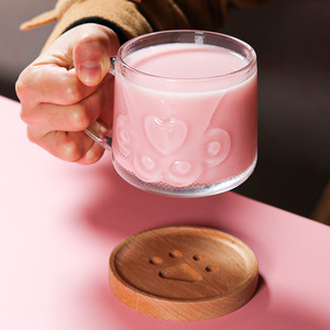 Kawaii 400ml patte de <span class=keywords><strong>chat</strong></span> résistant à la chaleur dessin animé tasses à café <span class=keywords><strong>tasse</strong></span> avec couvercle cuillère bureau à domicile <span class=keywords><strong>tasse</strong></span> <span class=keywords><strong>transparente</strong></span> thé lait jus <span class=keywords><strong>tasse</strong></span> - Product Image 3